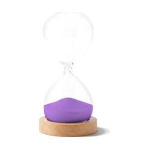 Ahşap Kaideli Cam Kum Saati 30 Dakika 20 x 10 cm Dekoratif Masaüstü Zaman Ölçer - Mor
