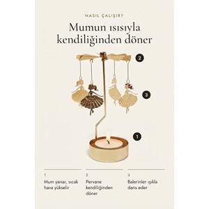Dönen Mumluk Balerin Figürlü Altın Metal Tealight Mum Tutucu Dekoratif Hediye 15 cm